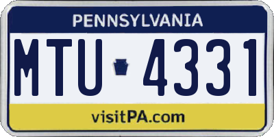 PA license plate MTU4331