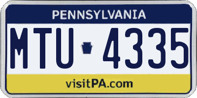PA license plate MTU4335