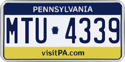 PA license plate MTU4339