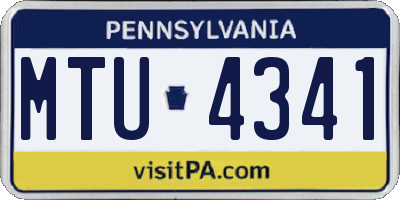 PA license plate MTU4341