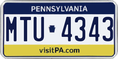 PA license plate MTU4343