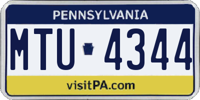 PA license plate MTU4344