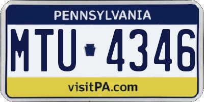 PA license plate MTU4346