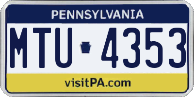PA license plate MTU4353