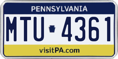 PA license plate MTU4361