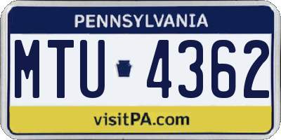 PA license plate MTU4362