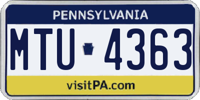 PA license plate MTU4363