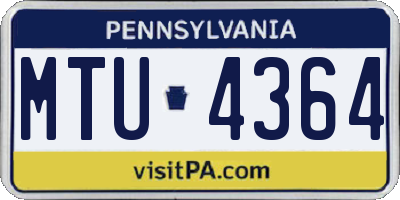 PA license plate MTU4364