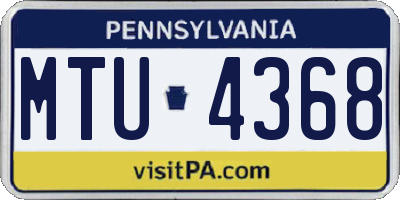 PA license plate MTU4368