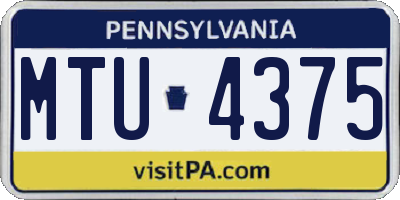 PA license plate MTU4375