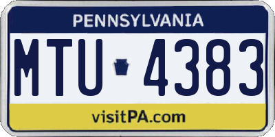 PA license plate MTU4383