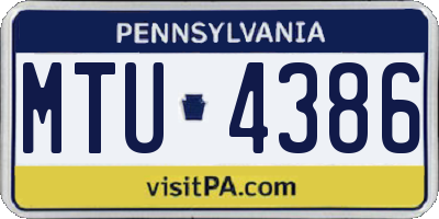 PA license plate MTU4386