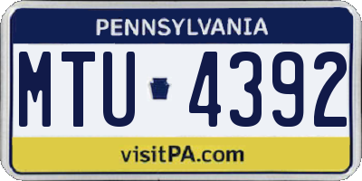 PA license plate MTU4392