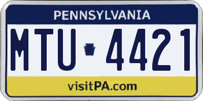 PA license plate MTU4421