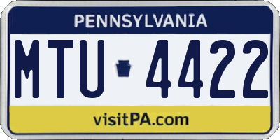 PA license plate MTU4422