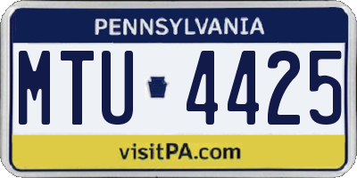 PA license plate MTU4425