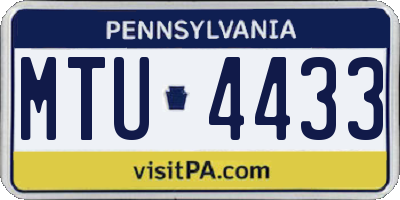 PA license plate MTU4433