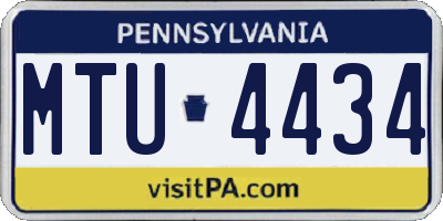 PA license plate MTU4434