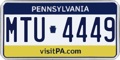 PA license plate MTU4449