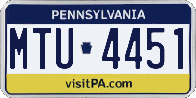 PA license plate MTU4451