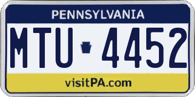PA license plate MTU4452