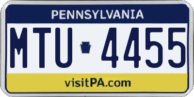 PA license plate MTU4455