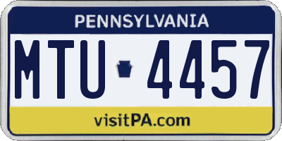 PA license plate MTU4457