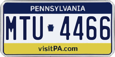 PA license plate MTU4466