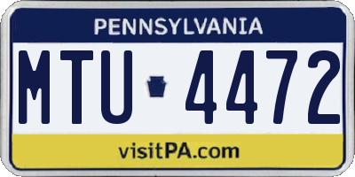 PA license plate MTU4472