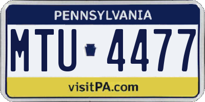 PA license plate MTU4477