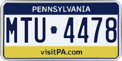 PA license plate MTU4478
