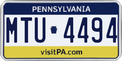 PA license plate MTU4494