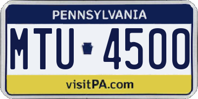 PA license plate MTU4500