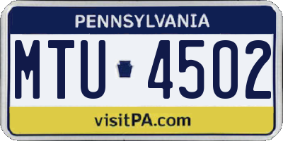 PA license plate MTU4502