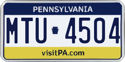 PA license plate MTU4504