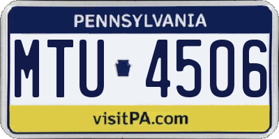 PA license plate MTU4506