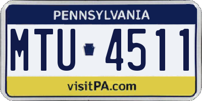 PA license plate MTU4511