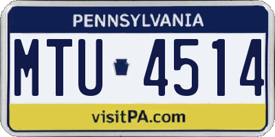 PA license plate MTU4514