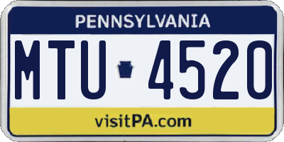 PA license plate MTU4520