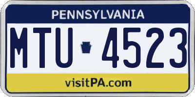 PA license plate MTU4523