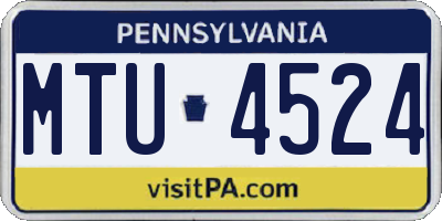 PA license plate MTU4524