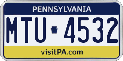 PA license plate MTU4532