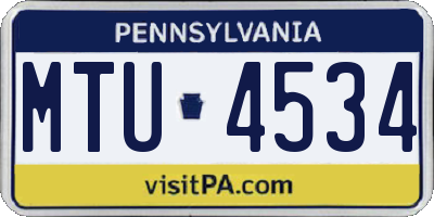 PA license plate MTU4534