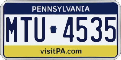 PA license plate MTU4535