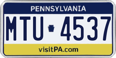 PA license plate MTU4537
