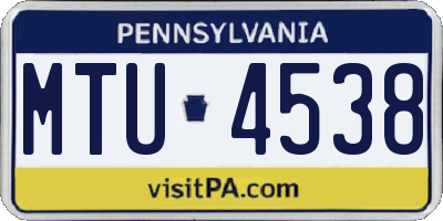 PA license plate MTU4538