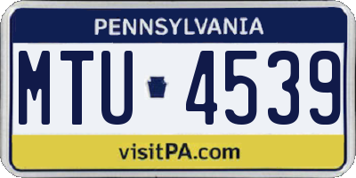 PA license plate MTU4539