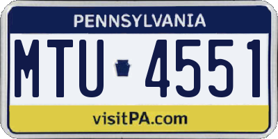 PA license plate MTU4551