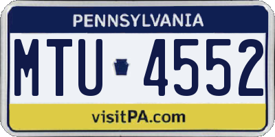 PA license plate MTU4552