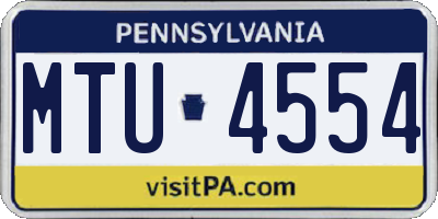 PA license plate MTU4554